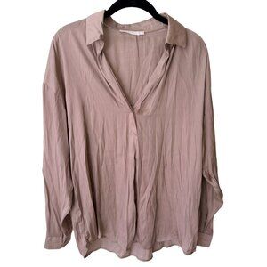 Lush, long-sleeve, collared blouse, dusty mauve, M